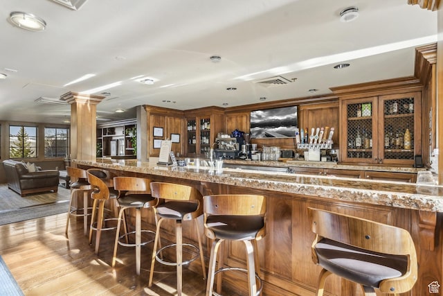 8200 E Royal St Unit 50, Deer Valley, UT 84060 - indoor dry bar featuring ornate columns and wood finished floors