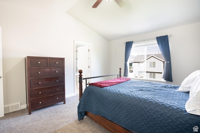 2534 S 2200 W, West Haven, UT 84401 - bedroom featuring vaulted ceiling, light colored carpet, and a ceiling fan