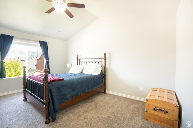 2534 S 2200 W, West Haven, UT 84401 - bedroom featuring vaulted ceiling, carpet, baseboards, and ceiling fan