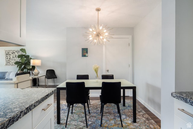 123 E 2nd Ave N Unit 1211, Salt Lake City, UT 84103 - dining area featuring a chandelier, dark wood-type flooring, and baseboards