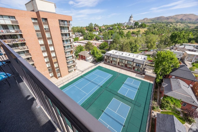 123 E 2nd Ave N Unit 1211, Salt Lake City, UT 84103 - view of tennis court featuring a mountain view