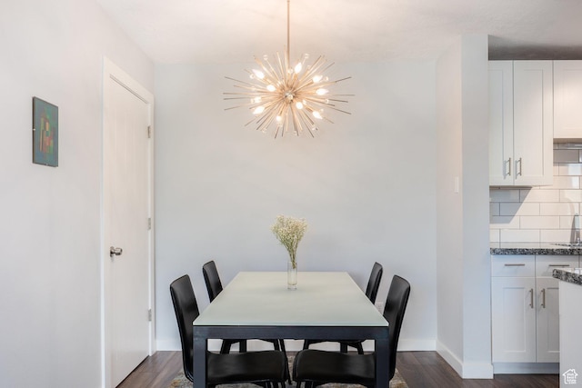 123 E 2nd Ave N Unit 1211, Salt Lake City, UT 84103 - dining area with a chandelier, dark wood finished floors, and baseboards