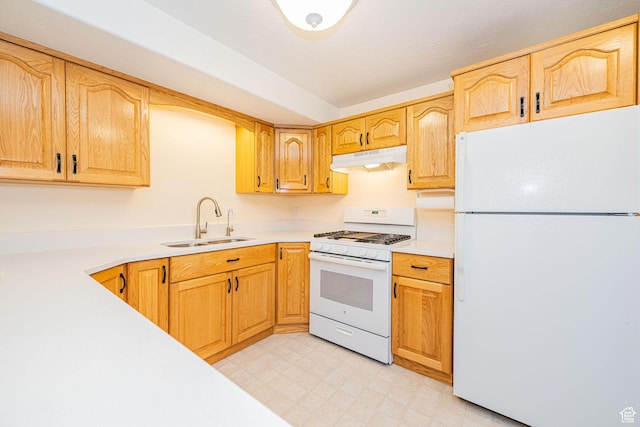 2678 E 25 S, Layton, UT 84040 - kitchen featuring white appliances, under cabinet range hood, light countertops, and light floors