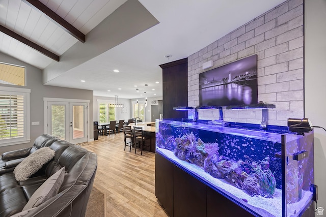 2609 W 3075 S, West Haven, UT 84401 - bar area with light wood-style flooring, recessed lighting, and french doors
