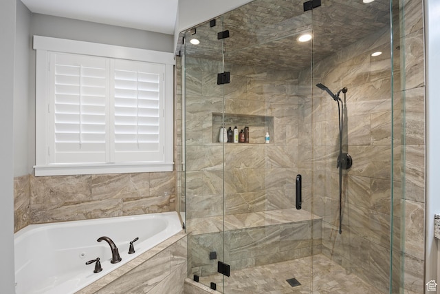 2609 W 3075 S, West Haven, UT 84401 - full bath with a garden tub, a shower stall, and recessed lighting