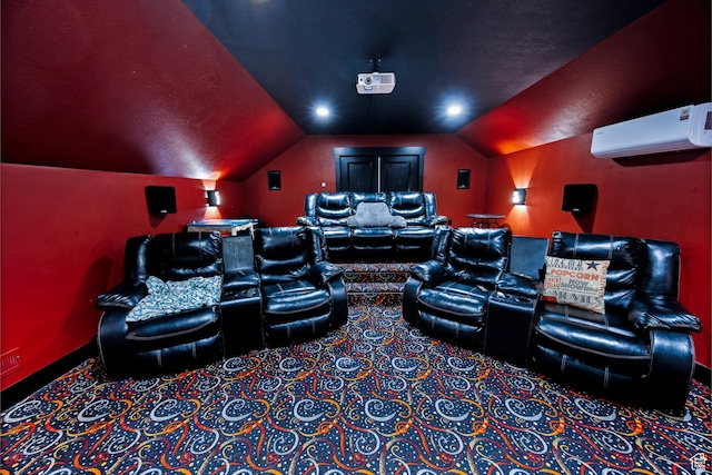 2609 W 3075 S, West Haven, UT 84401 - cinema room with a wall unit AC, carpet, lofted ceiling, and baseboards