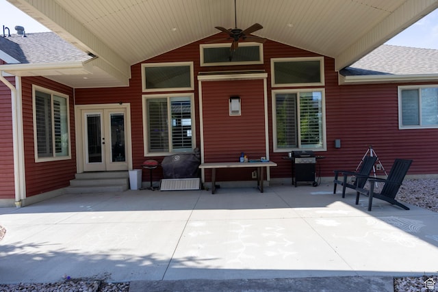 2609 W 3075 S, West Haven, UT 84401 - view of patio featuring french doors, a ceiling fan, area for grilling, and entry steps