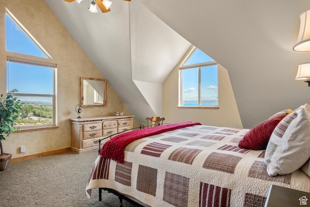 125 W Persimmon Dr Unit 2, Garden City, UT 84028 - carpeted bedroom featuring multiple windows, baseboards, and vaulted ceiling