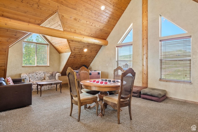 125 W Persimmon Dr Unit 2, Garden City, UT 84028 - dining room with carpet floors and wood ceiling