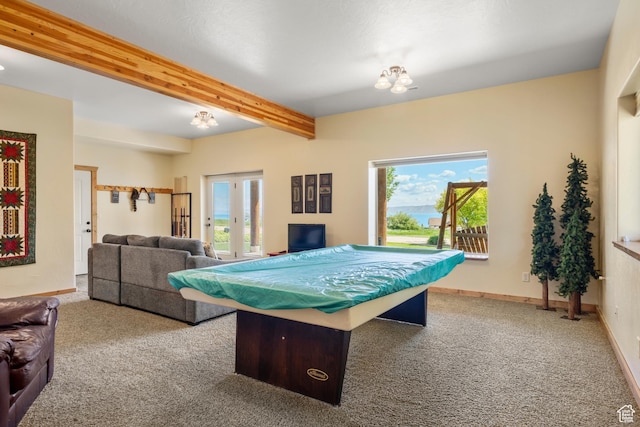 125 W Persimmon Dr Unit 2, Garden City, UT 84028 - game room with healthy amount of natural light, carpet floors, beam ceiling, and baseboards