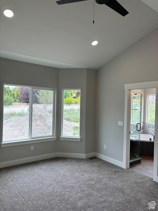 3323 N 1200 W, Pleasant View, UT 84414 - spare room featuring carpet, ceiling fan, recessed lighting, and lofted ceiling