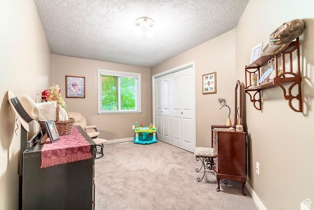 4862 S Kiwana Dr, South Ogden, UT 84403 - sitting room featuring a textured ceiling and carpet floors