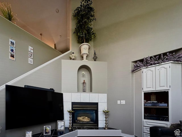 4862 S Kiwana Dr, South Ogden, UT 84403 - living area with a tile fireplace