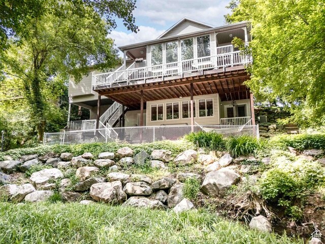 4862 S Kiwana Dr, South Ogden, UT 84403 - rear view of property with a wooden deck and stairs