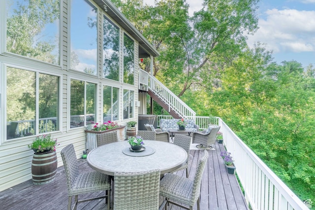 4862 S Kiwana Dr, South Ogden, UT 84403 - deck featuring outdoor dining area and stairs