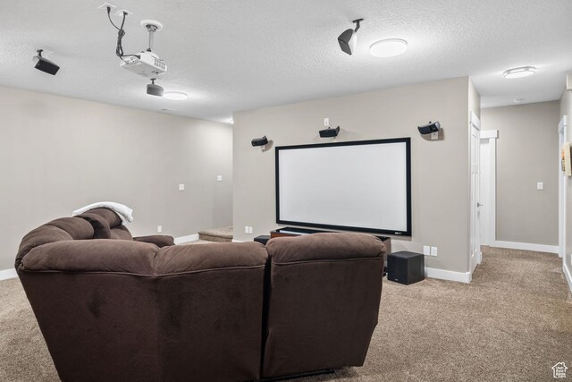588 S 100 E, Mantua, UT 84324 - cinema room featuring light colored carpet, baseboards, and a textured ceiling