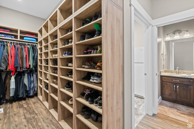 588 S 100 E, Mantua, UT 84324 - walk in closet featuring light wood-style flooring and a sink