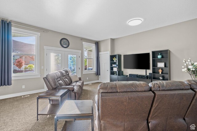 588 S 100 E, Mantua, UT 84324 - living room with carpet, baseboards, and french doors