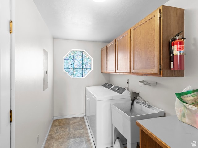 164 S 400 E, Fairview, UT 84629 - laundry room with cabinet space, baseboards, independent washer and dryer, and electric panel