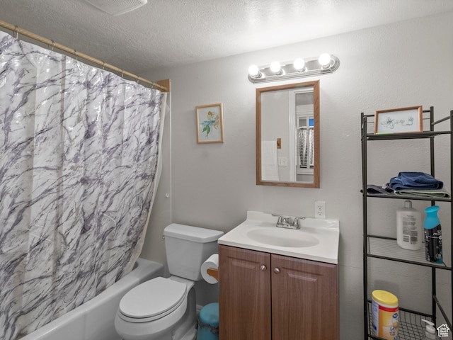 164 S 400 E, Fairview, UT 84629 - full bathroom with vanity, shower / tub combo with curtain, toilet, and a textured ceiling