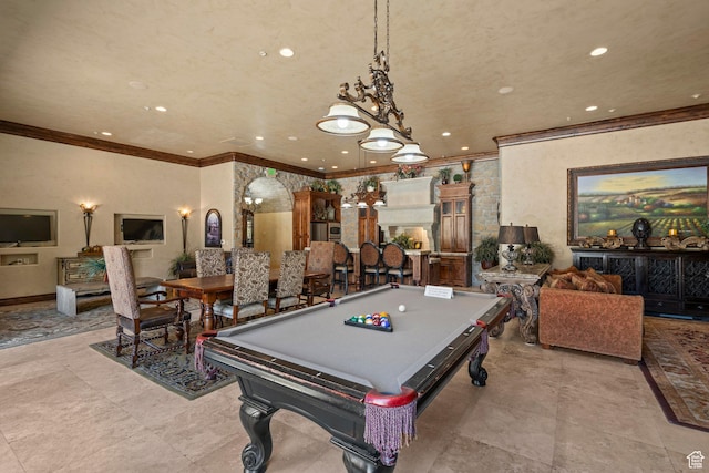 923 W 965 N, Orem, UT 84057 - recreation room with crown molding, pool table, and recessed lighting