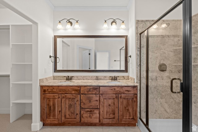 923 W 965 N, Orem, UT 84057 - full bath with ornamental molding, a stall shower, and double vanity