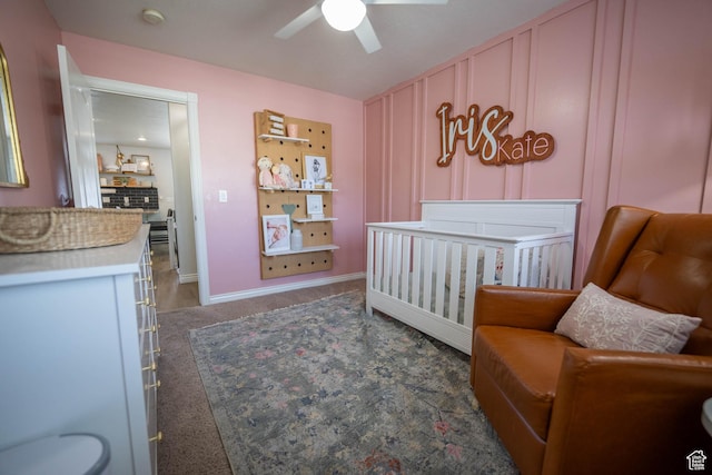 1536 E Mountain Rd, Logan, UT 84321 - bedroom featuring carpet, a nursery area, and ceiling fan