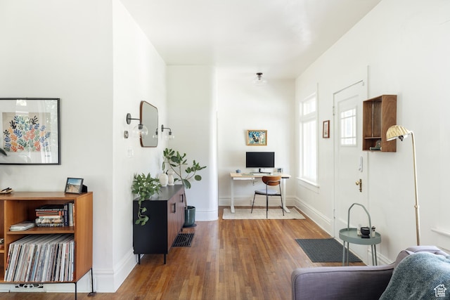 336 S Douglas St S, Salt Lake City, UT 84102 - living area with hardwood / wood-style floors, an office area, and baseboards