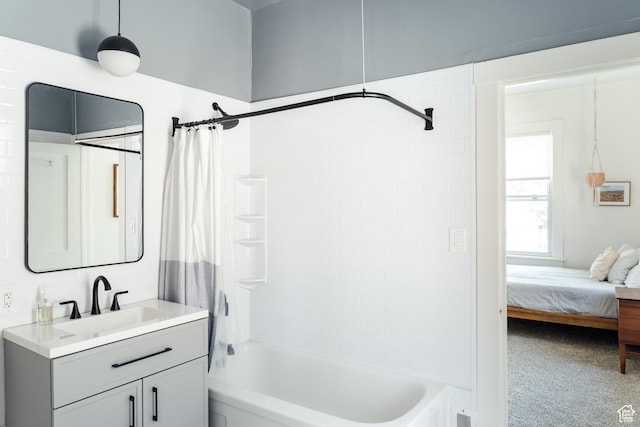 336 S Douglas St S, Salt Lake City, UT 84102 - ensuite bathroom with vanity and shower / bath combo with shower curtain