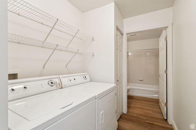 9362 S Abbey View Rd W, West Jordan, UT 84088 - laundry area featuring separate washer and dryer and wood finished floors