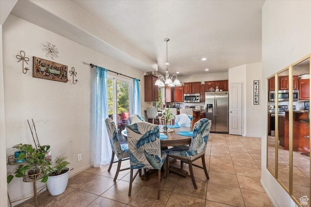 6731 S Ticklegrass Rd W, West Jordan, UT 84081 - dining area featuring a chandelier and light tile patterned flooring