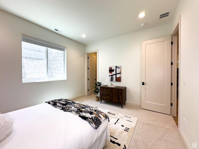 4893 W Ridge Rock Cir, Herriman, UT 84096 - bedroom featuring light colored carpet, baseboards, and recessed lighting