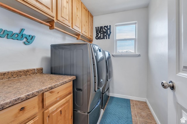 685 E Bullrush Pkwy E, Lehi, UT 84043 - laundry room with washer and clothes dryer, cabinet space, baseboards, and tile patterned floors