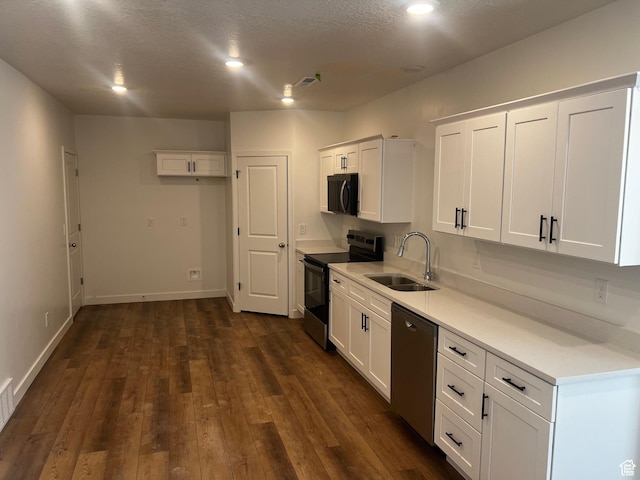 597 W Domanick Way Unit 4, Saratoga Springs, UT 84045 - kitchen featuring electric range oven, dishwasher, black microwave, a sink, and white cabinetry