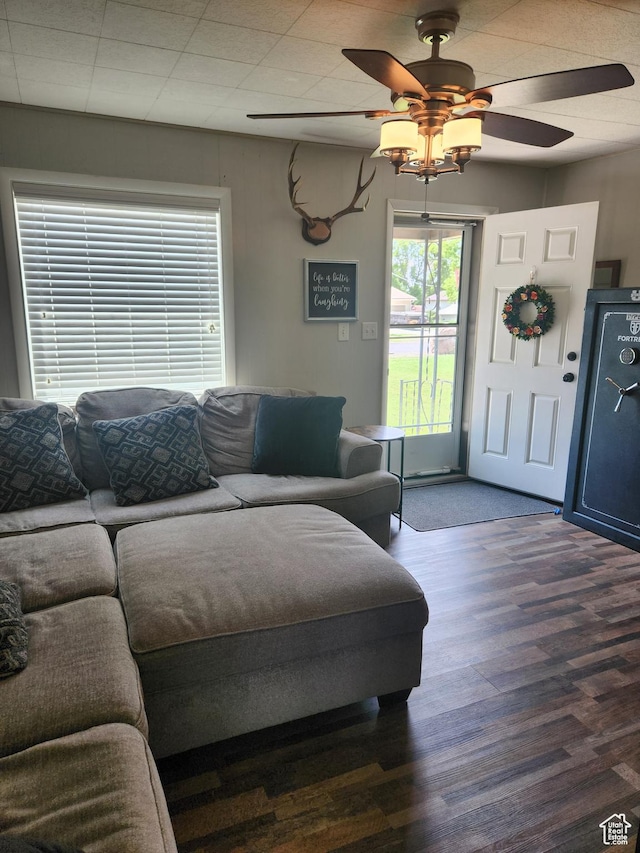 139 E 100 N, Franklin, ID 83237 - living room with wood finished floors and ceiling fan