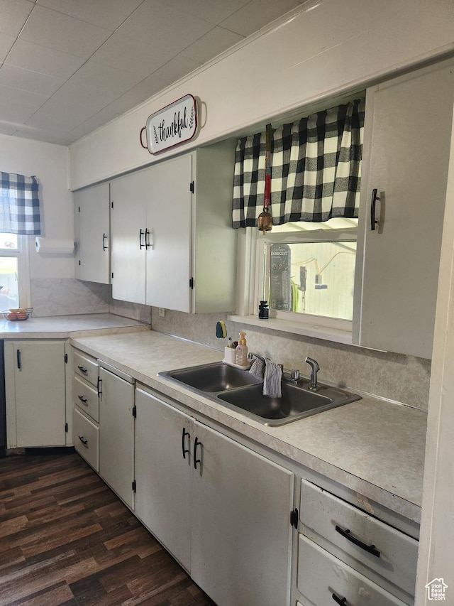 139 E 100 N, Franklin, ID 83237 - kitchen featuring a sink, dark wood finished floors, light countertops, and white cabinets