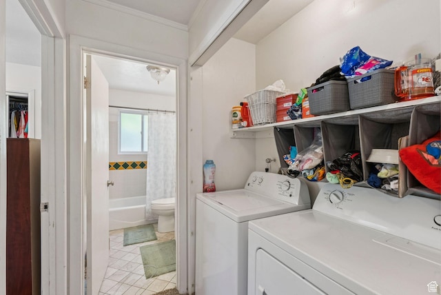 8043 W Hi Country Rd S, Herriman, UT 84096 - laundry room with washing machine and clothes dryer and light tile patterned floors