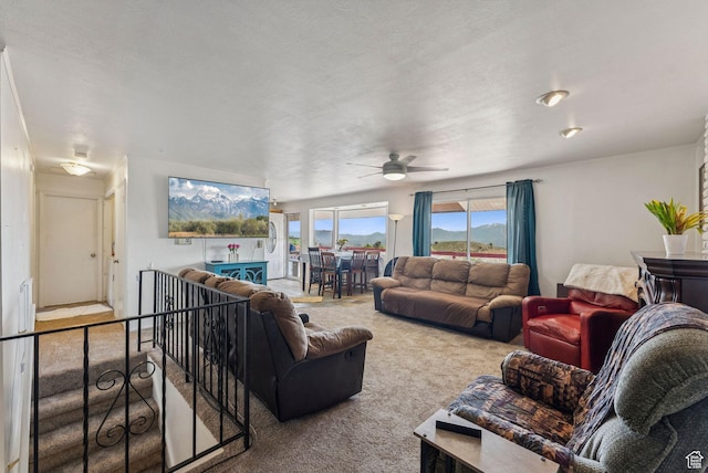 8043 W Hi Country Rd S, Herriman, UT 84096 - carpeted living room featuring a ceiling fan
