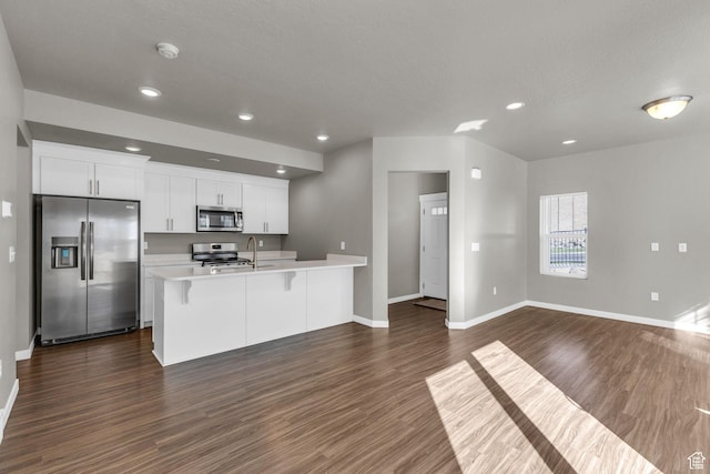 4957 N Marble Fox Way E Unit 118, Lehi, UT 84043 - kitchen with stainless steel appliances, baseboards, light countertops, dark wood finished floors, and recessed lighting