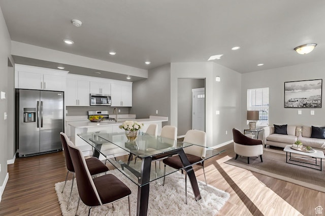 4957 N Marble Fox Way E Unit 118, Lehi, UT 84043 - dining space featuring dark wood-style floors, baseboards, and recessed lighting