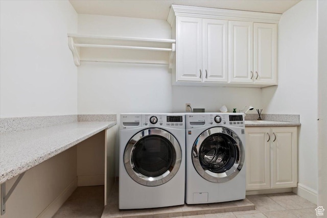 1784 E Ellerbeck Ln, Draper, UT 84020 - washroom featuring cabinet space, washer and dryer, and light tile patterned floors
