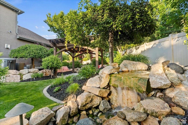 1784 E Ellerbeck Ln, Draper, UT 84020 - view of yard featuring a pergola and central AC unit