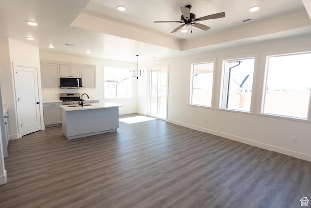336 W Rosie Loop Unit 45W, Cedar City, UT 84721 - kitchen featuring stainless steel appliances, dark wood-type flooring, recessed lighting, a chandelier, and light countertops