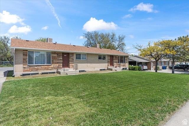 3230 W 4700 S, Salt Lake City, UT 84128 - ranch-style home with a front lawn, a chimney, and brick siding