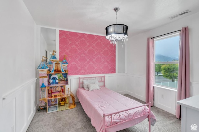 873 S Sunflower Ln W, Mapleton, UT 84664 - carpeted bedroom with wainscoting and a decorative wall