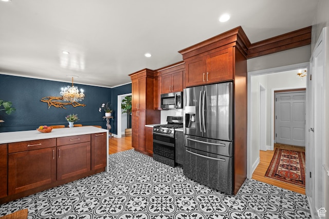 1130 S 1300 E, Salt Lake City, UT 84105 - kitchen with stainless steel appliances, a chandelier, light countertops, recessed lighting, and pendant lighting