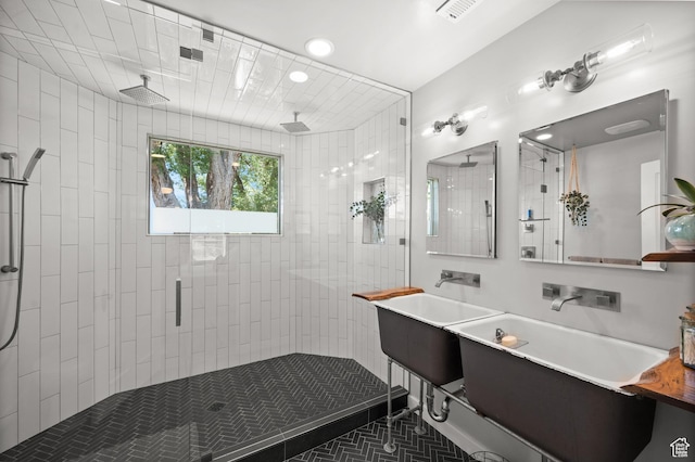 1130 S 1300 E, Salt Lake City, UT 84105 - bathroom with a stall shower, tile patterned flooring, and vanity