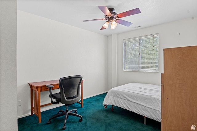 207 S 600 E Unit 3C, Salt Lake City, UT 84102 - carpeted bedroom with ceiling fan, an office area, and baseboards