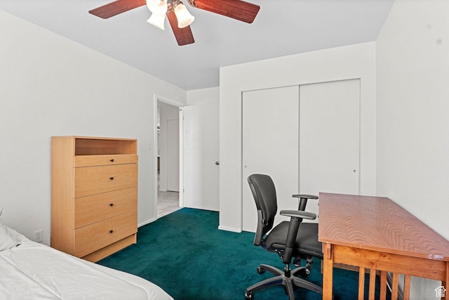 207 S 600 E Unit 3C, Salt Lake City, UT 84102 - carpeted bedroom with a closet, a desk, and ceiling fan