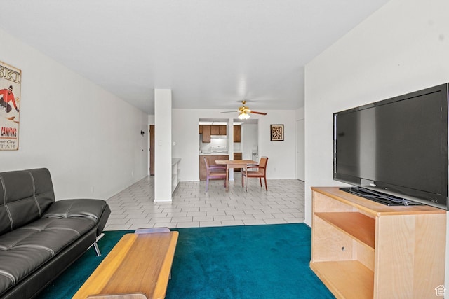 207 S 600 E Unit 3C, Salt Lake City, UT 84102 - living room featuring ceiling fan and tile patterned flooring
